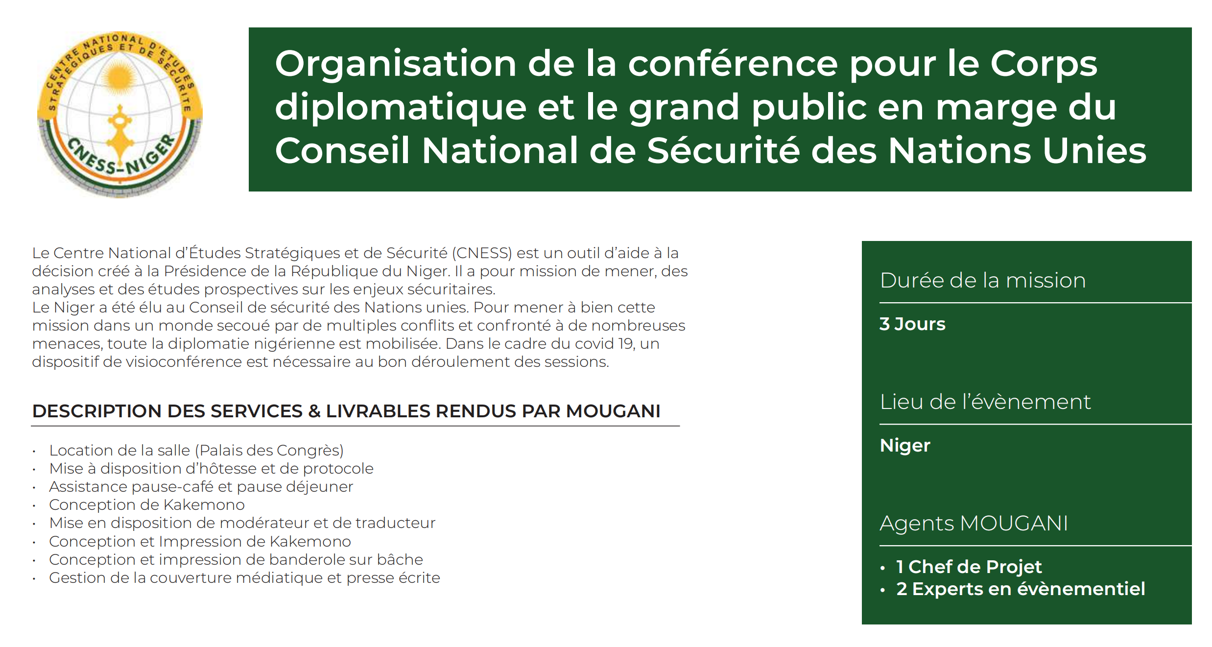 Conférence des coprs diplomatique du conseil National de Sécurité des Nations Unies