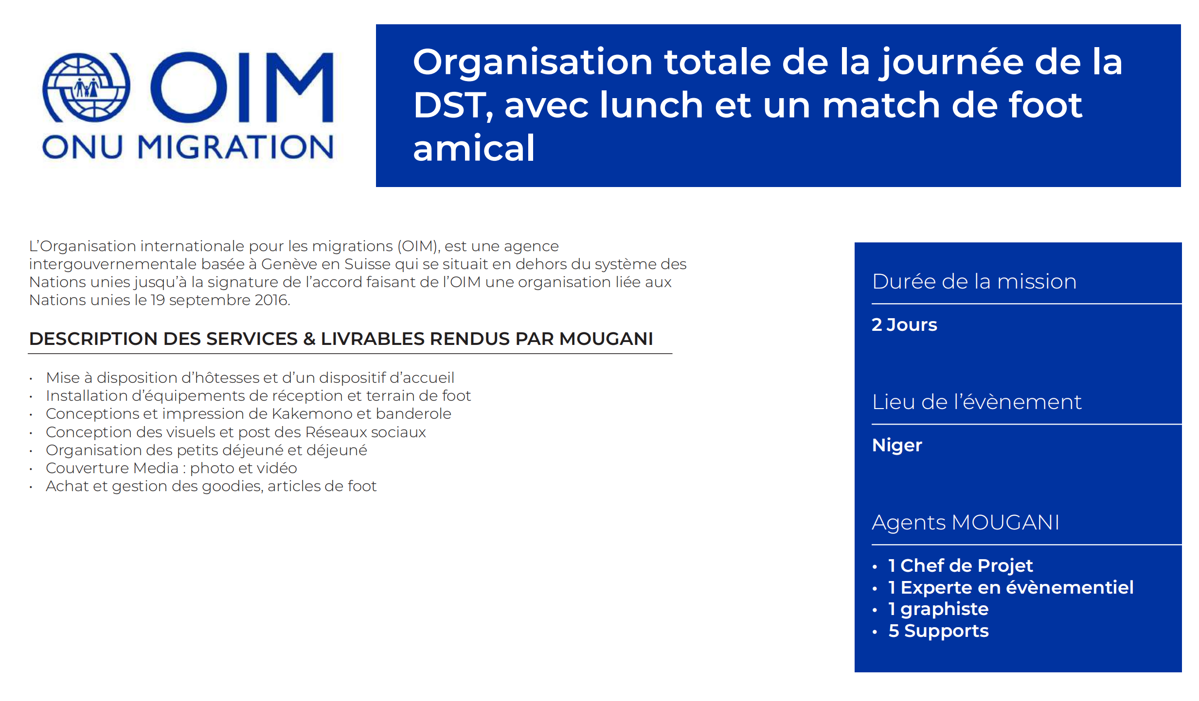 Organisation de la journée de la DST